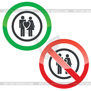 Love couple permission signs - royalty-free vector image