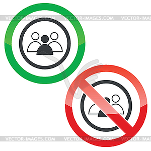 Group leader permission signs - vector image