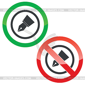 Ink pen nib permission signs - vector image