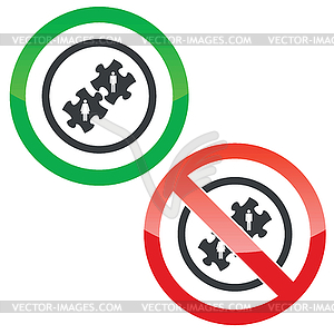 People puzzle permission signs - vector clip art