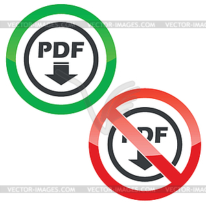 PDF download permission signs - vector image