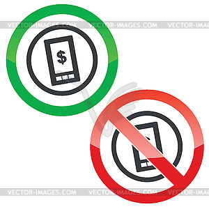 Dollar on screen permission signs - stock vector clipart