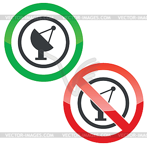 Satellite dish permission signs - vector clip art