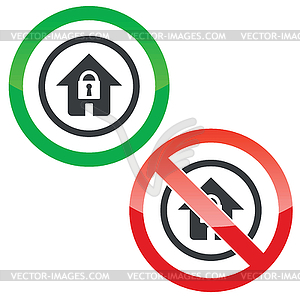 Locked house permission signs - vector clipart