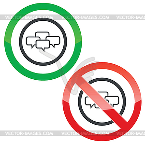 Chat conference permission signs - vector image