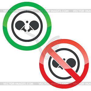 Table tennis permission signs - vector clipart