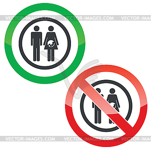 Young family permission signs - vector image