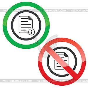 Information document permission signs - vector image