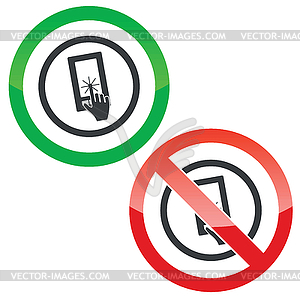 Touch screen permission signs - vector clip art