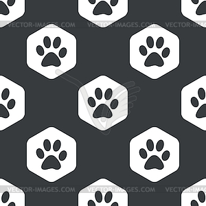 Black hexagon paw pattern - royalty-free vector image