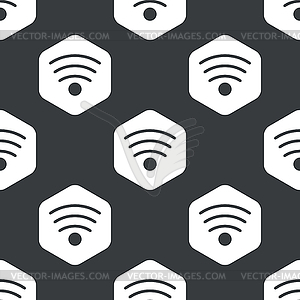 Black hexagon Wi-Fi pattern - vector image