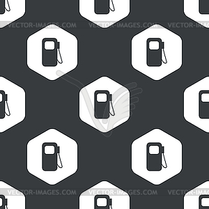 Black hexagon gas station pattern - vector clip art