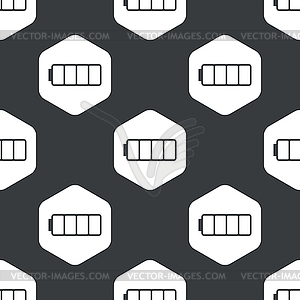 Black hexagon empty battery pattern - vector image