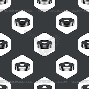Black hexagon compact disc pattern - vector clipart
