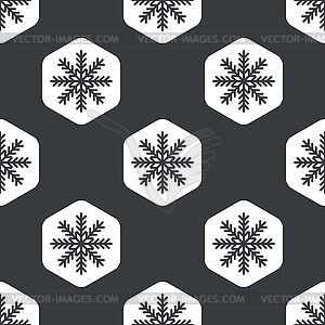 Black hexagon snowflake pattern - vector image