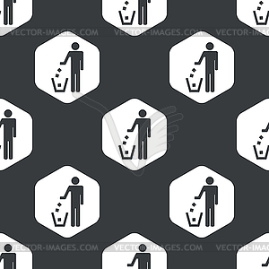 Black hexagon recycling pattern - vector image