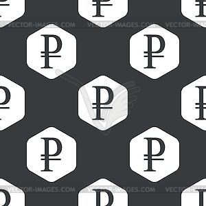 Black hexagon ruble pattern - vector clipart