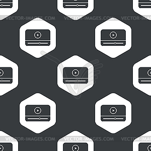 Black hexagon mediaplayer pattern - vector clip art