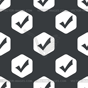 Black hexagon tick mark pattern - vector clipart