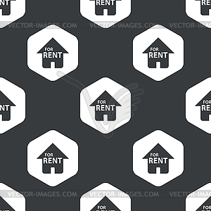 Black hexagon house rent pattern - vector clip art