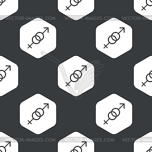 Black hexagon gender signs pattern - vector image
