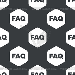 Black hexagon FAQ pattern - vector clipart