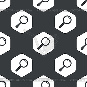 Black hexagon magnifier pattern - vector clip art
