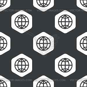 Black hexagon globe pattern - vector image