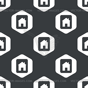 Black hexagon house tablet pattern - vector image