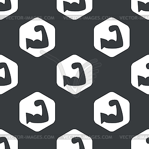 Black hexagon muscular arm pattern - vector clipart