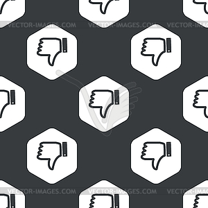 Black hexagon dislike pattern - vector clipart