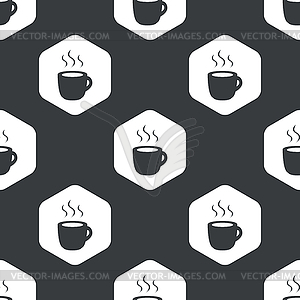 Black hexagon hot drink pattern - vector image