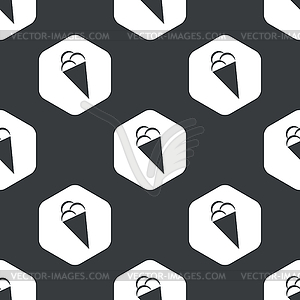 Black hexagon ice cream pattern - vector image