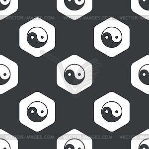 Black hexagon ying yang pattern - vector clipart