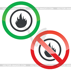 Fire permission signs - vector clip art