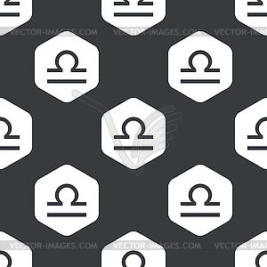 Black hexagon Libra pattern - white & black vector clipart