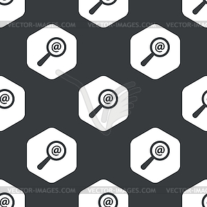 Black hexagon mail search pattern - vector image