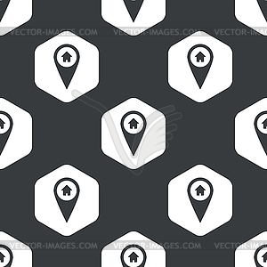 Black hexagon house pointer pattern - vector clip art