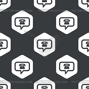 Black hexagon phone message pattern - vector clip art