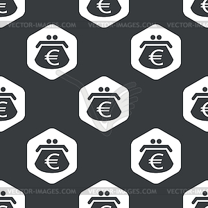 Black hexagon euro purse pattern - vector image