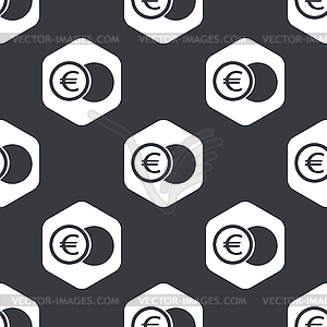 Black hexagon euro coin pattern - vector EPS clipart