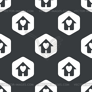 Black hexagon beloved house pattern - vector image