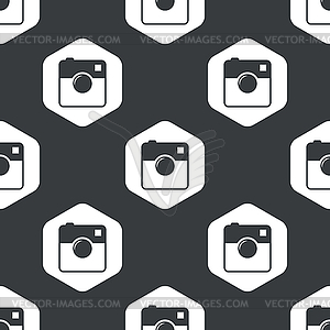 Black hexagon square camera pattern - vector clipart