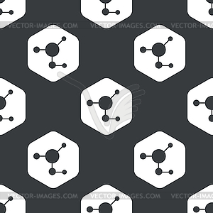 Black hexagon molecule pattern - vector clipart