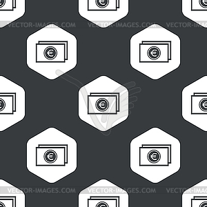 Black hexagon euro banknote pattern - vector image