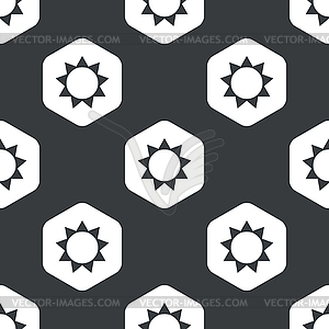 Black hexagon sun pattern - vector image