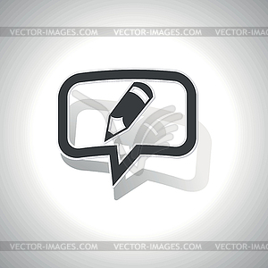 Curved pencil message icon - vector image