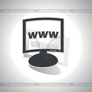 Curved WWW monitor icon - vector clip art