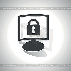 Curved locked monitor icon - vector image