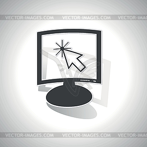 Curved arrow cursor monitor icon - vector clipart